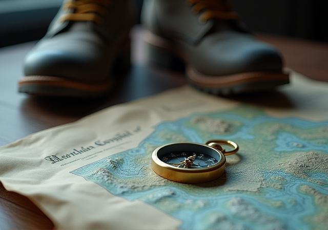 Close up of a compass on a topographic map representing legal guidance